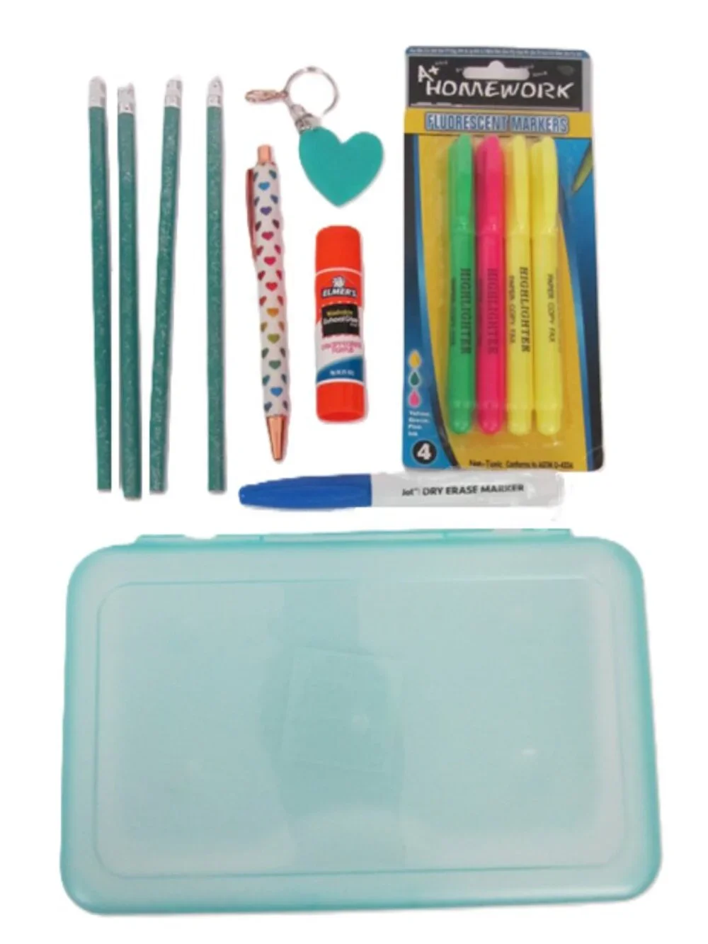 Heart Backpack, Bento Lunch Box, Water Bottle & School Supplies NEW